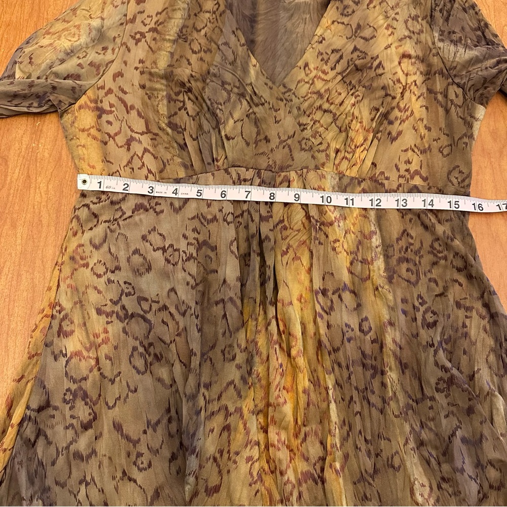Vintage Alberto Makali Mini Dress Large Brown Cheetah Print Boho Tunic Going Out - Picture 8 of 8